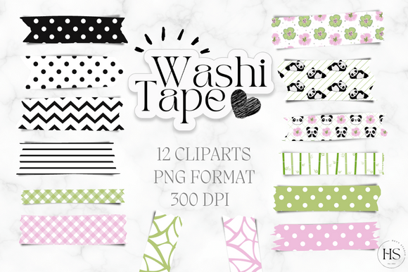 Download 14 Baby Panda Bamboo Washi Tape PNG Pack - Baby panda Collection