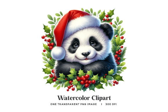 Download Panda Wreath Clipart PNG Baby Panda Chri - Baby panda Collection