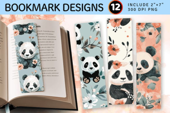 Download Floral Baby Panda PNG Bookmark Design - Baby panda Collection