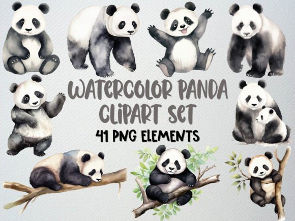 Download Watercolor Panda Clipart Set, Baby Panda - Baby panda Collection
