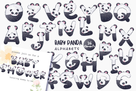 Download Baby Panda Alphabets - Baby panda Collection