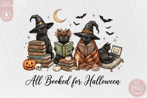 Download All Booked for Black Cat Halloween PNG - Premium Resources