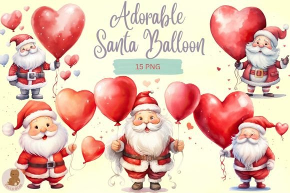 Download Adorable Santa Balloon Clipart - Balloon clipart Collection