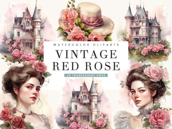 Download Victorian Vintage Rose Clipart Bundle - Rose clipart Collection